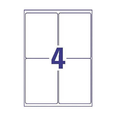 Etichette in Teslin bianco Avery Laser/Inkjet 4 et./foglio 105x148 mm conf. 50 fogli - B3483-50